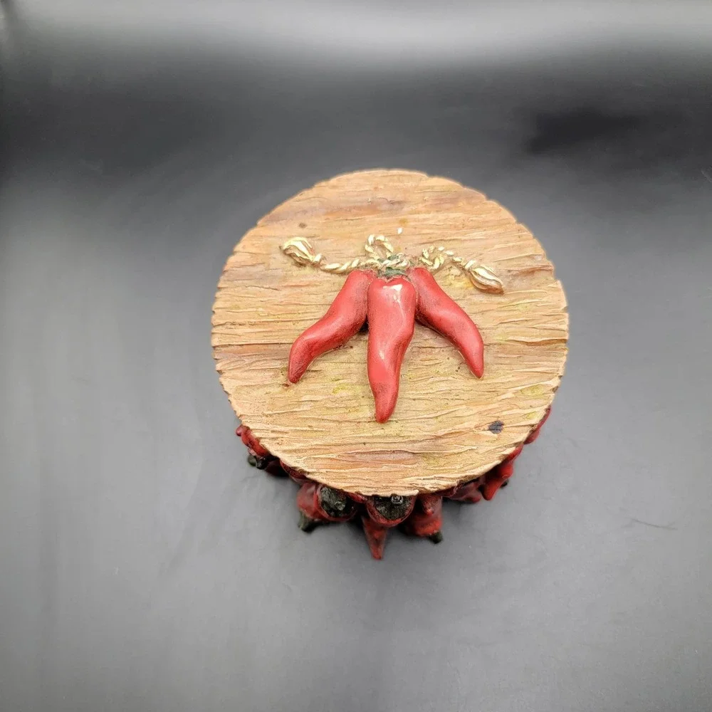 Red Hot Chili Stash Box Resin Trinket Holder with Removeable‎ Lid